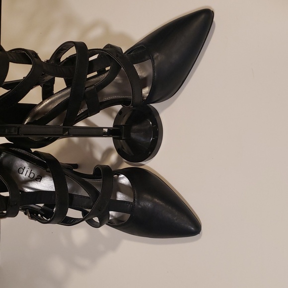 Women’s Diba Dianna Gladiator Strappy Knee-High Black Faux Leather Heels NWT - Picture 2 of 9